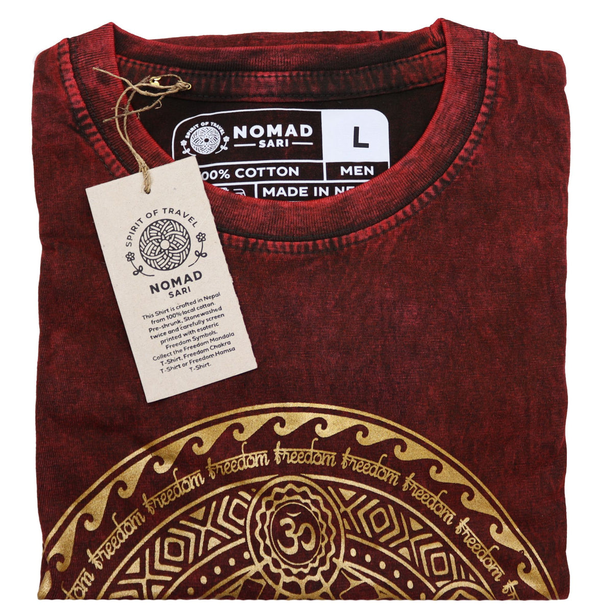 Nomad Sari Stonewashed T-Shirt – Chakra – Weinrot – Größe L